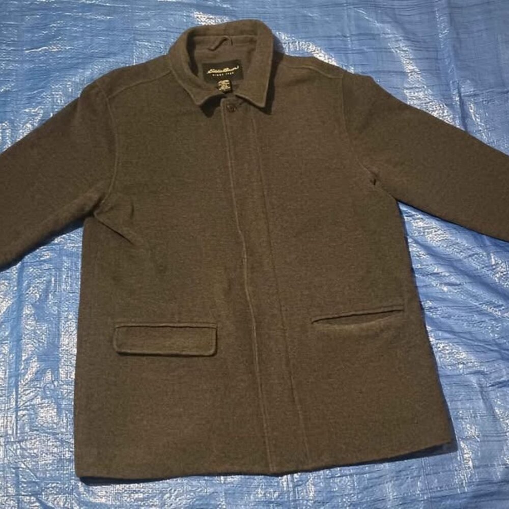 Eddie Bauer Wool Cashmere Blend Business Casual Coat Men's Large Gray